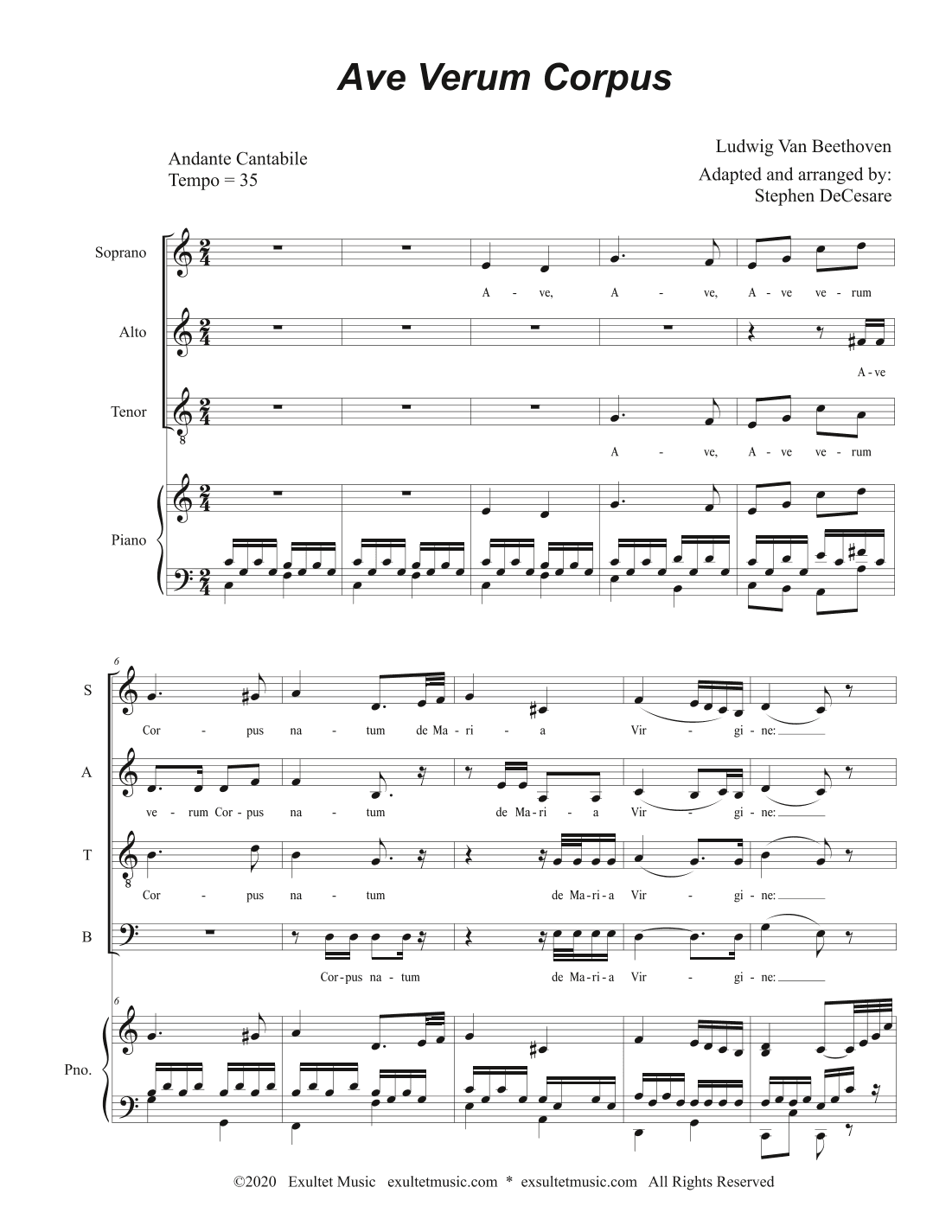 Ave Verum Corpus (Vocal Quartet - (SATB) (arr. Stephen DeCesare)
