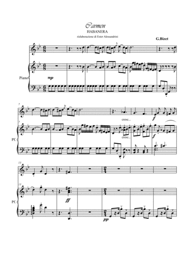 Habanera from Bizet's Carmen. Violin and piano (arr. Ester Alessandrini)
