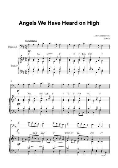Angels we have heard on high (for Bassoon and Piano) (arr. Cadenza Editions)