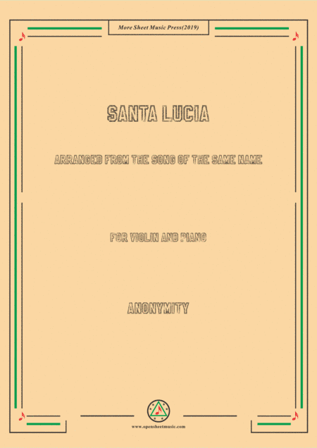 Nameless-Santa Lucia, for Violin and Piano (arr. MSM)