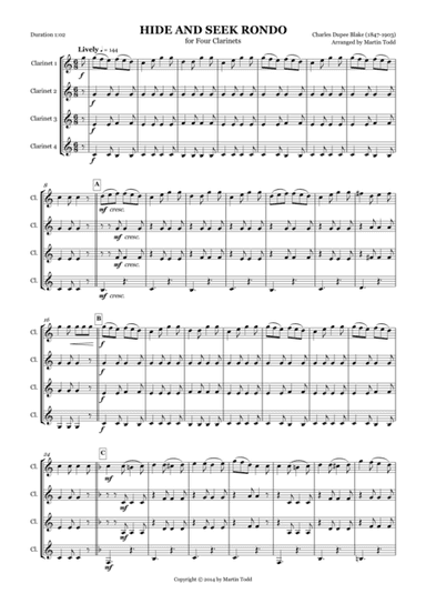 Hide and Seek Rondo for Four Clarinets (arr. Martin Todd)
