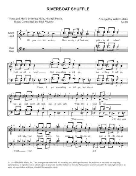 RIVERBOAT SHUFFLE (arr. Walter Latzko)