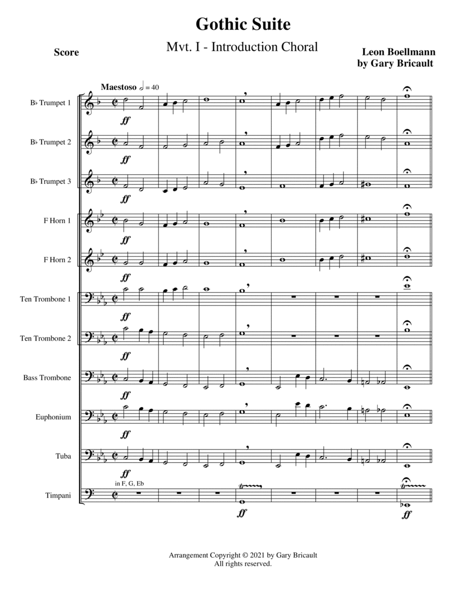 Introduction (Mvt I) from Gothic Suite (Suite Gothique) (arr. Gary Bricault)