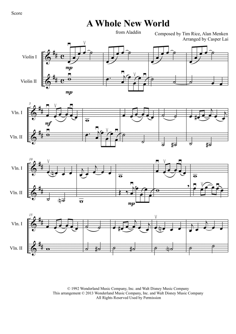 A Whole New World (arr. Casper Lai)