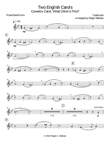 Two English Carols (Coventry Carol; What Child Is This?) (arr. Roger Wallace)