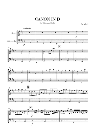 Canon in D for Oboe and Cello (arr. Cadenza Editions)
