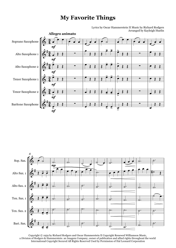 My Favorite Things (arr. Kayleigh Huelin)