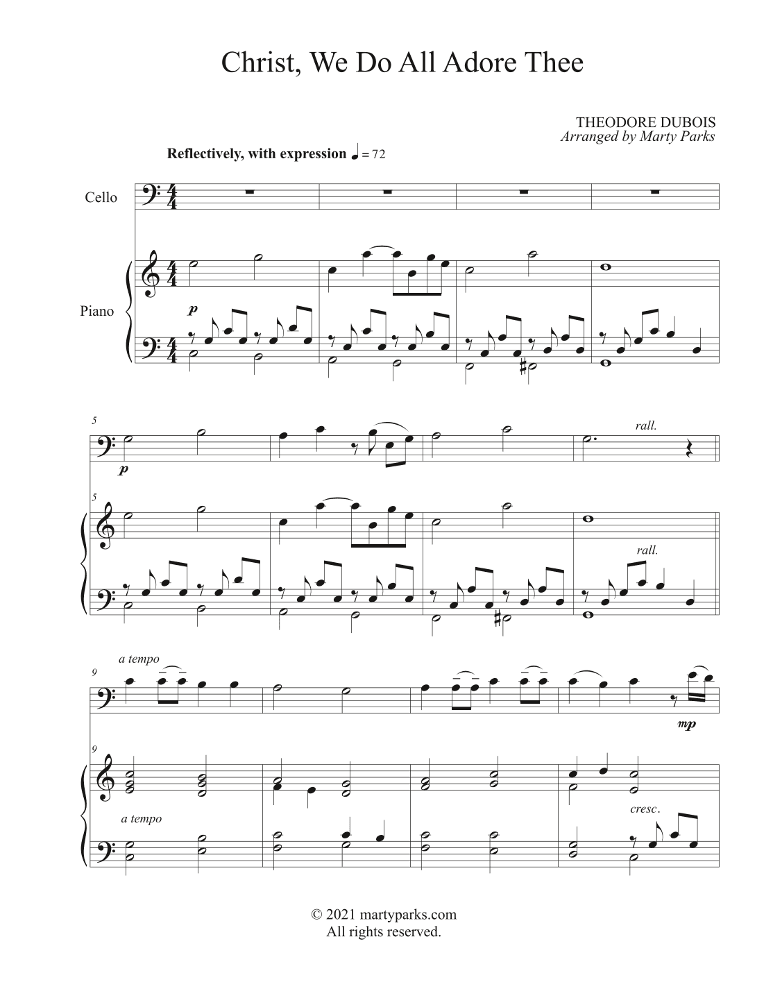 Christ, We Do All Adore Thee (Cello-Piano) (arr. Marty Parks)
