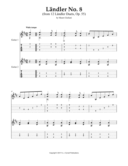 Ländler No. 8 (from 12 Ländler Duets, Op. 55) (arr. A. J. Cornell Publications)