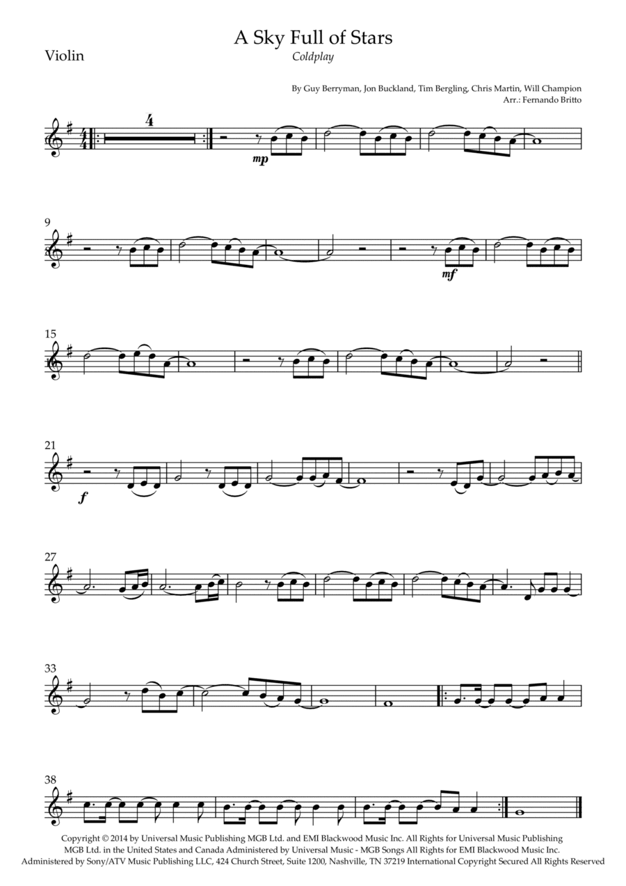 A Sky Full Of Stars (arr. Fernando Britto)