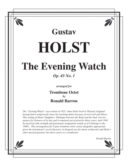 The Evening Watch for Trombone Octet (arr. Ronald Barron)