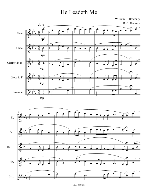He Leadeth Me (Woodwind Quintet) (arr. B. C. Dockery)