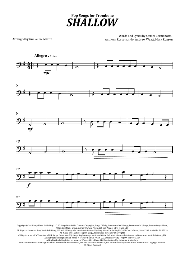 Shallow (arr. Guillaume Martin)