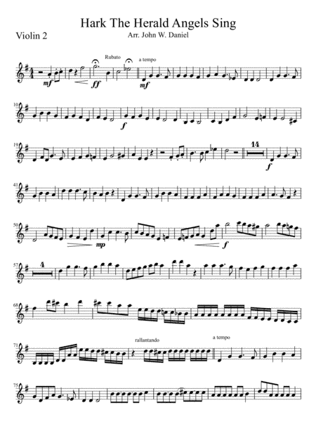 Hark the Herald Angels Sing, Violin 2 (arr. John W. Daniel)
