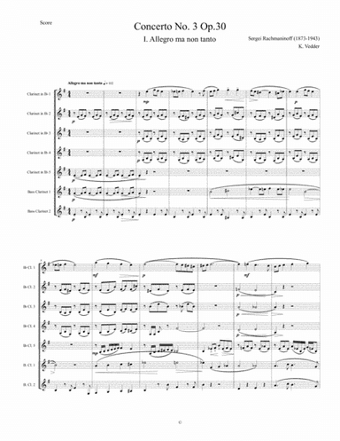 Rachmaninoff - Piano Concerto No. 3 - Clarinet Choir (arr. Katie Vedder)