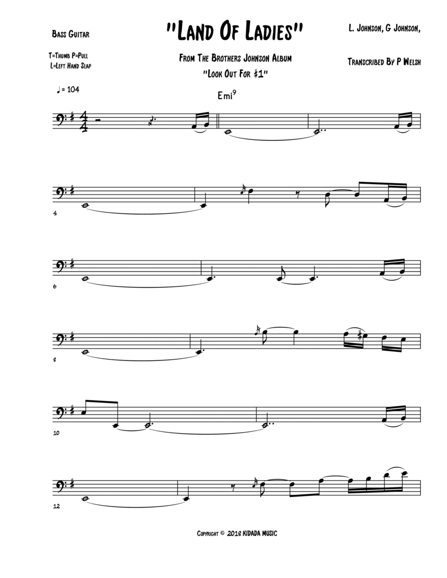 Land Of Ladies (arr. Accubass)
