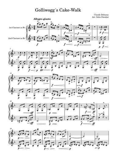 C.Debussy: Golliwogg´s Cake Walk for two clarinets (arr. Saho Omukai)