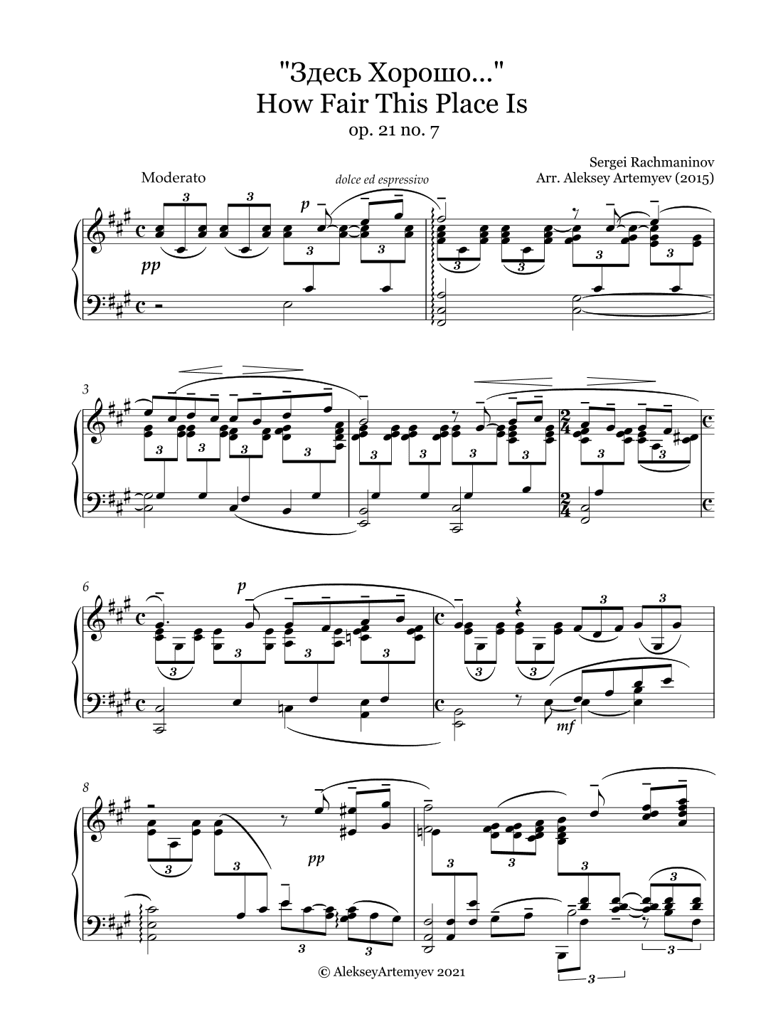 How Fair This Place Is (Romance "Zdes' horosho" op. 21 no. 7) (arr. Aleksey Artemyev)