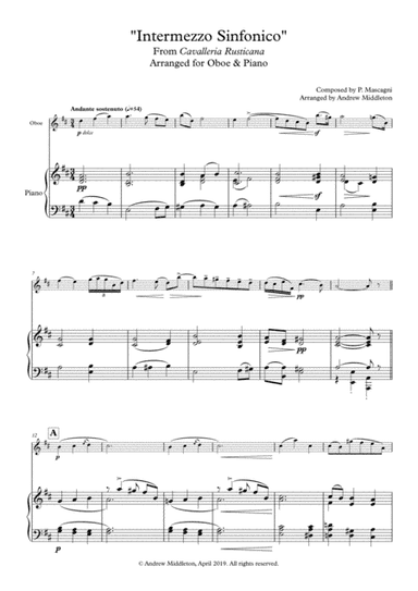 "Intermezzo sinfonico" from Cavalleria Rusticana arranged for Oboe and Piano (arr. Andrew Middleton)