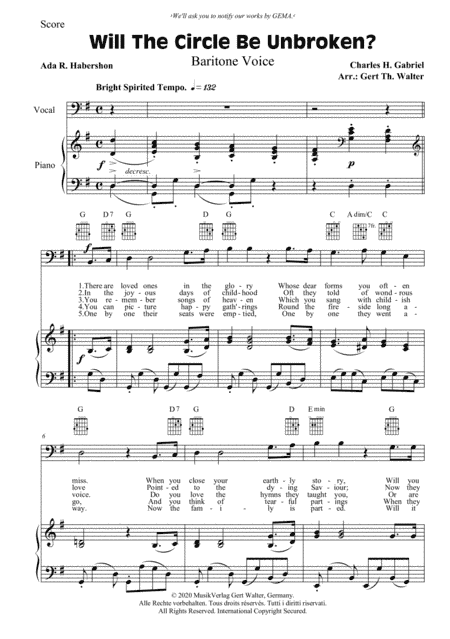 Will The Circle Be Unbroken? (arr. Gert Th. Walter)