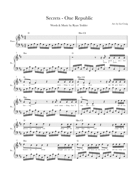 Secrets (arr. Liz Craig)