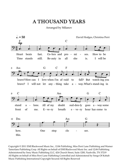 A Thousand Years (arr. Milanov)