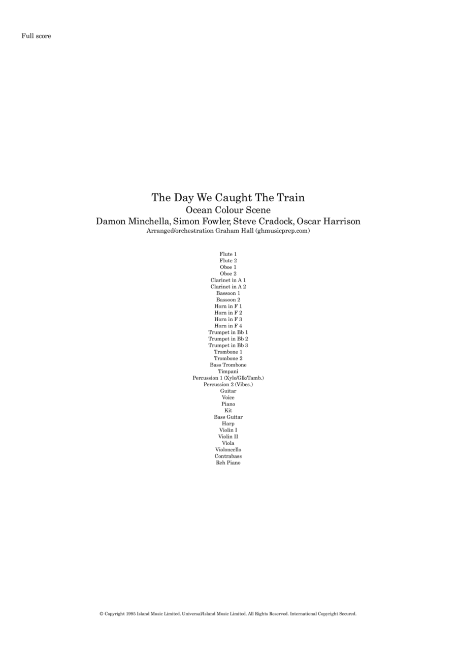 The Day We Caught The Train (arr. Graham Hall (ghmusicprep.com))
