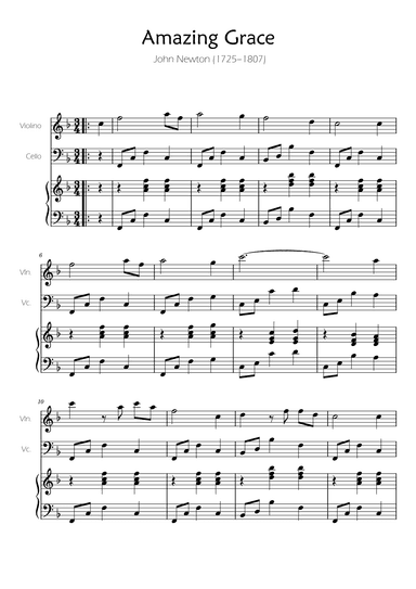 Amazing Grace - Violin and Cello Duet w/ Piano accompaniment (arr. Ygor Nunes)