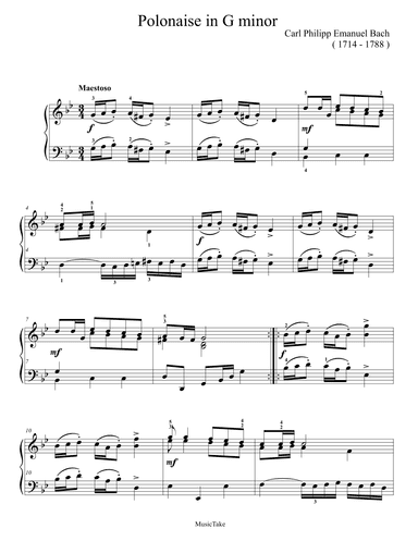 Bach C.Ph.E.  Polonaise in G minor (arr. Ben Choupak)