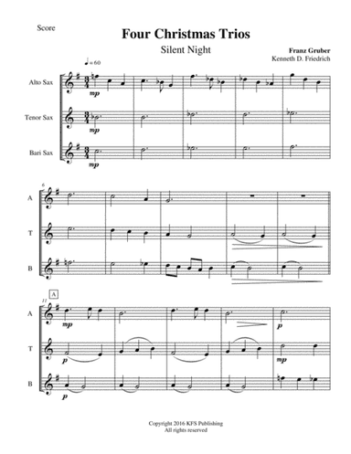 Four Christmas Trios - saxophone trio (arr. Kenneth D. Friedrich)