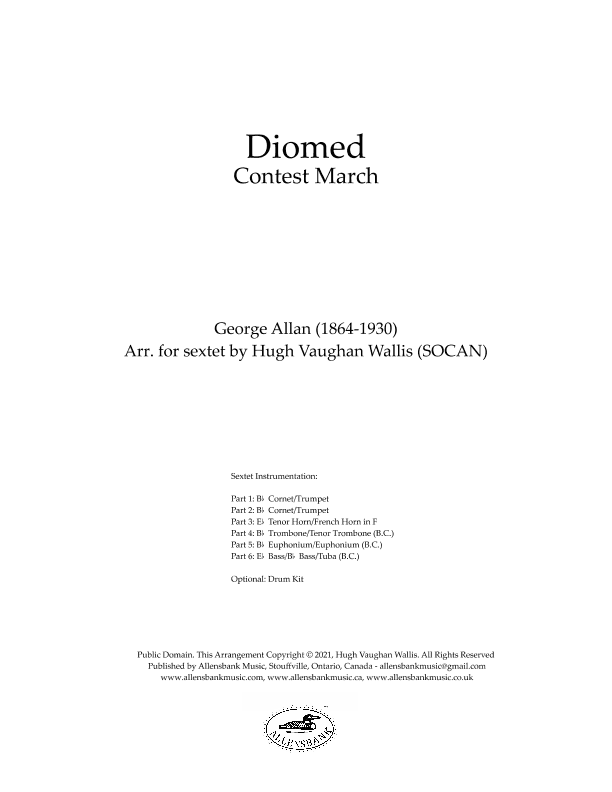 Diomed - Contest March by George Allan - arranged for brass sextet (arr. Hugh Vaughan Wallis)