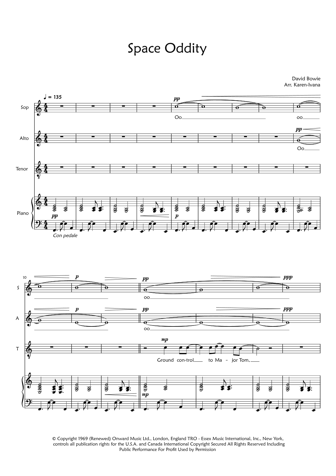 Space Oddity (arr. Karen Ivana)