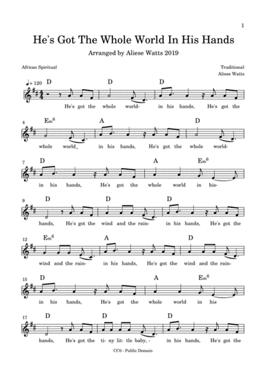 He's Got The Whole World In His Hands (arr. Aliese Watts)