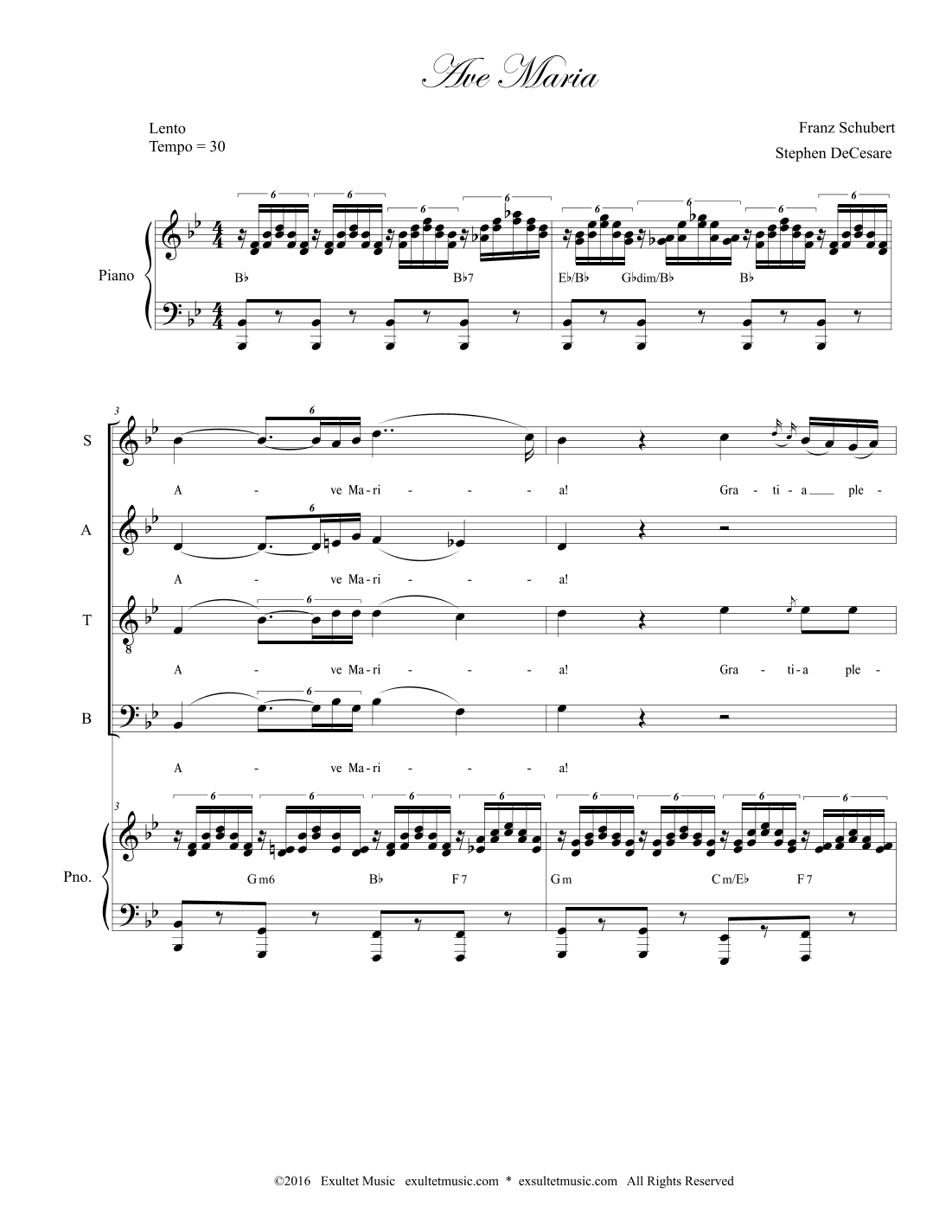 Ave Maria (SATB - High/Medium - Piano Accompaniment) (arr. Stephen DeCesare)