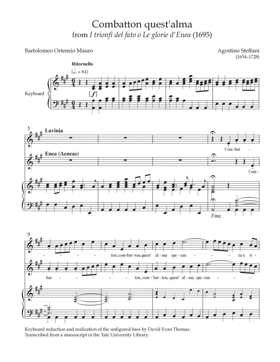 Combatton quest'alma (arr. David Evan Thomas)