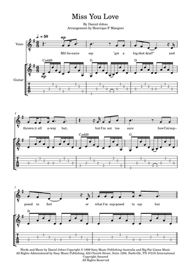 Miss You Love (arr. Henrique F Mangoni)