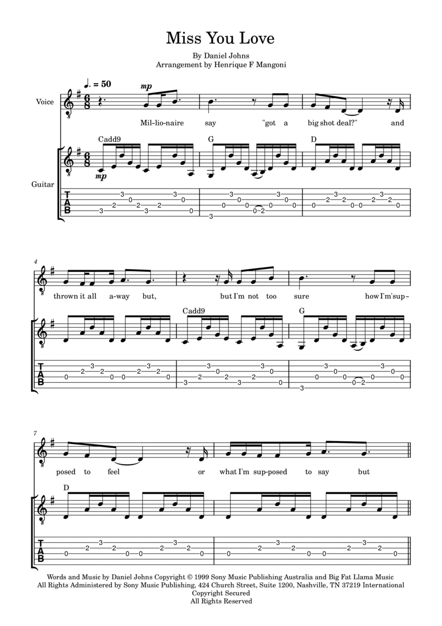 Miss You Love (arr. Henrique F Mangoni)