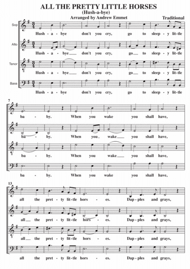 Hush-A-Bye A Cappella SATB (arr. Andrew Emmet)