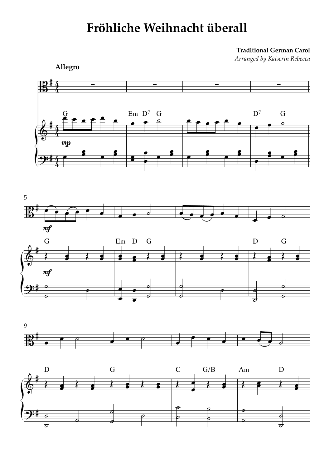 Fröhliche Weihnacht überall (arr. Kaiserin Rebecca)