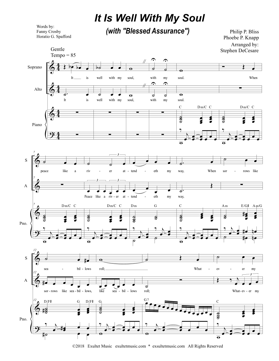 It Is Well With My Soul (with "Blessed Assurance") (for 2-part choir - (SA) (arr. Stephen DeCesare)