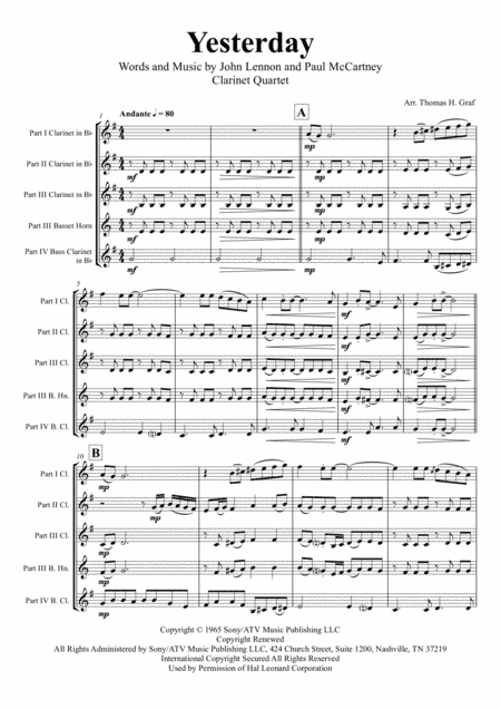 Yesterday (arr. Thomas H. Graf)