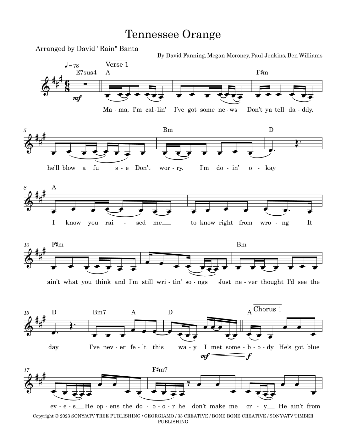 Tennessee Orange (arr. David "Rain" Banta)