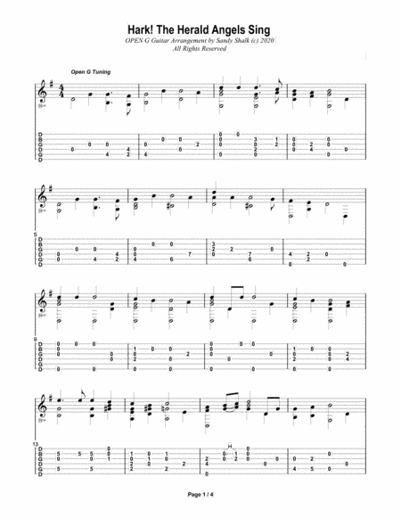 Hark! The Herald Angels Sing (OPEN G Fingerstyle Guitar) (arr. Sandy Shalk)