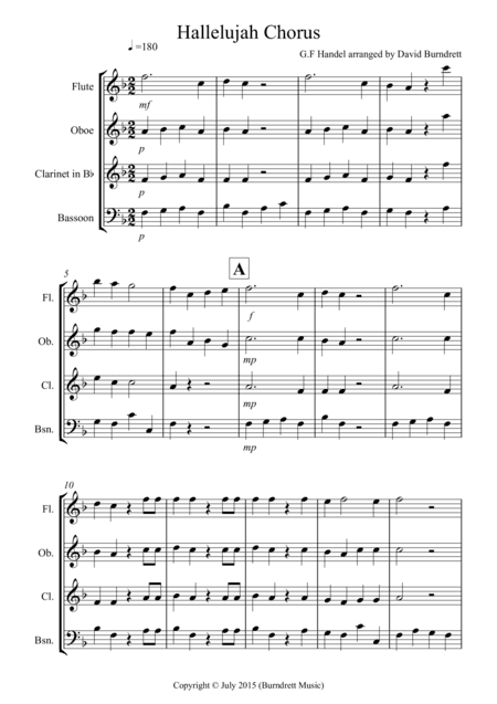Hallelujah Chorus for Wind Quartet (arr. David Burndrett)