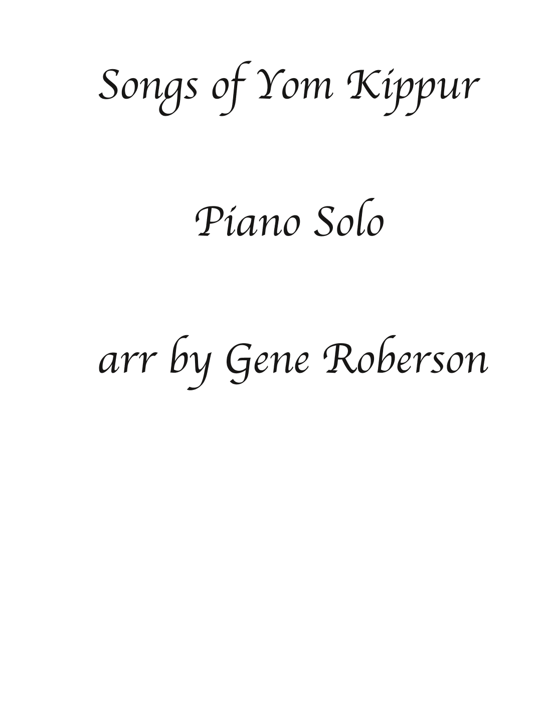Yom Kippur Piano Meditation (arr. Gene Roberson)
