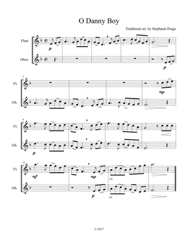 O Danny Boy for Flute and Oboe Duet (arr. Stephanie Daige)