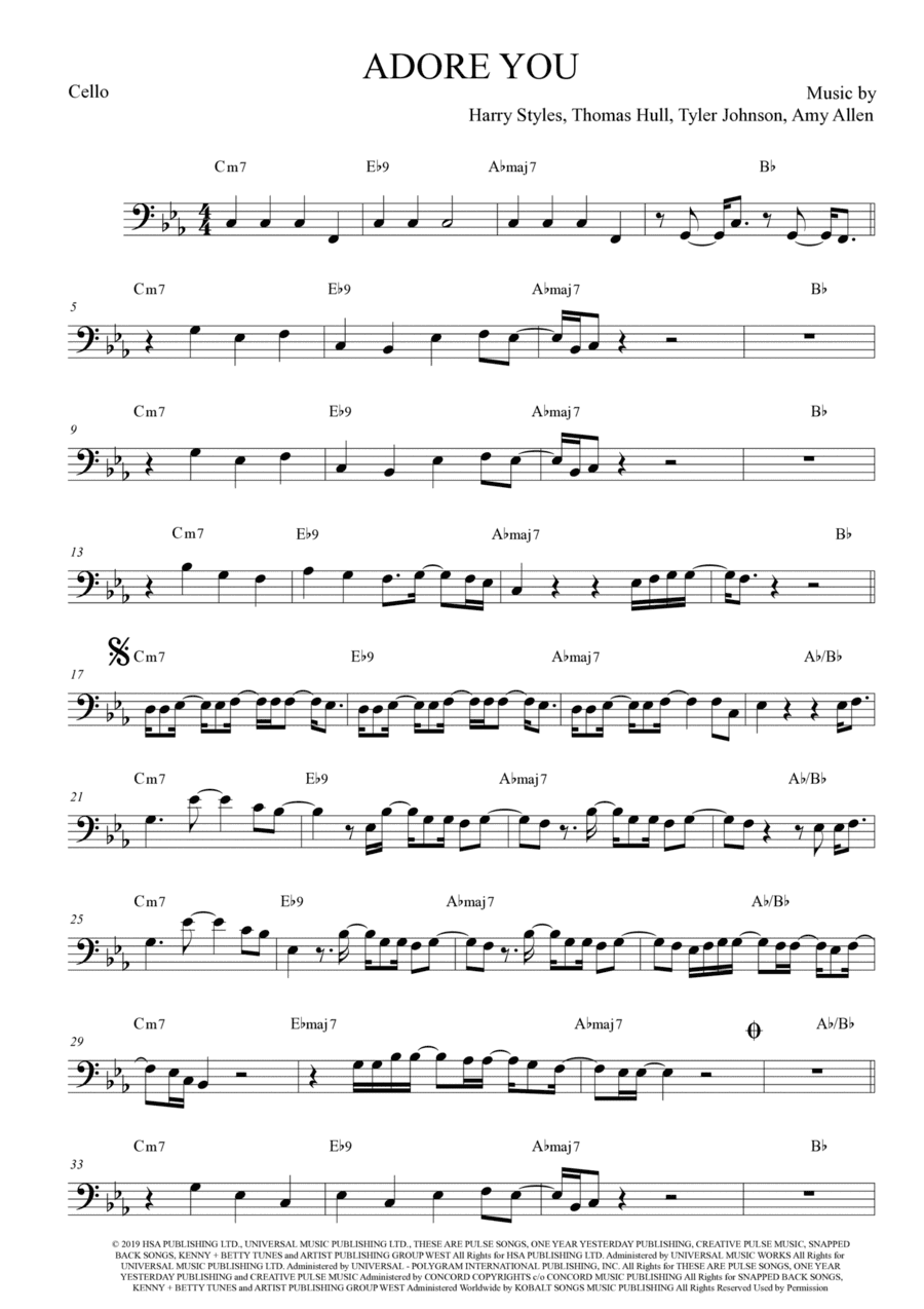 Adore You (arr. The Sheet Music Library)