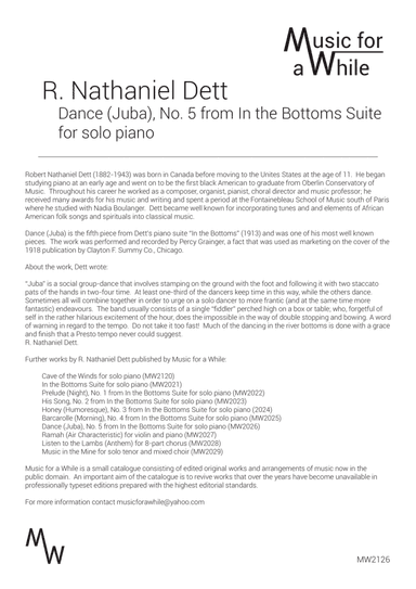 R. Nathaniel Dett - Dance (Juba) for solo piano (arr. Music for a While)
