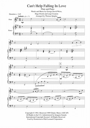 Can't Help Falling In Love (arr. Thomas Quigley)