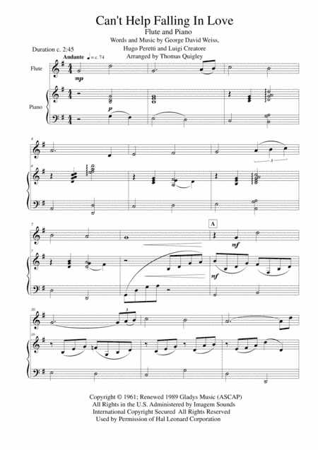 Can't Help Falling In Love (arr. Thomas Quigley)